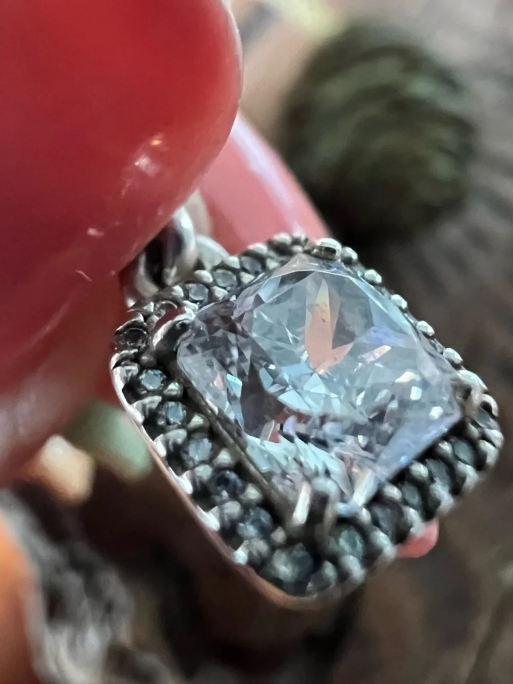 Authentic Pandora Earrings Timeless Elegance Square Drop  Clear Cz Faceted 1.5cm - Picture 7 of 10